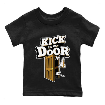 Air Jordan 13 Wheat Sneaker Match Tees Kick In The Door Sneaker Tees AJ13 Wheat Sneaker Release Tees Kids Shirts Black 2