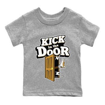 Air Jordan 13 Wheat Sneaker Match Tees Kick In The Door Sneaker Tees AJ13 Wheat Sneaker Release Tees Kids Shirts Heather Grey 2