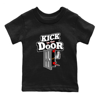 Air Jordan 13 Wolf Grey Sneaker Match Tees Kick In The Door Sneaker Tees AJ13 Wolf Grey Sneaker Release Tees Kids Shirts Black 2