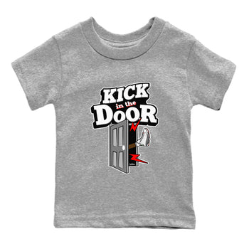 Air Jordan 13 Wolf Grey Sneaker Match Tees Kick In The Door Sneaker Tees AJ13 Wolf Grey Sneaker Release Tees Kids Shirts Heather Grey 2