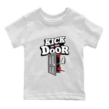 Air Jordan 13 Wolf Grey Sneaker Match Tees Kick In The Door Sneaker Tees AJ13 Wolf Grey Sneaker Release Tees Kids Shirts White 2