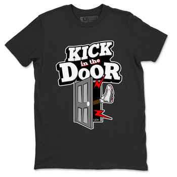 Air Jordan 13 Wolf Grey Sneaker Match Tees Kick In The Door Sneaker Tees AJ13 Wolf Grey Sneaker Release Tees Unisex Shirts Black 2