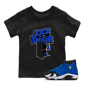 Air Jordan 14 Laney Sneaker Match Tees Kick In The Door Sneaker Tees AJ14 Laney Sneaker Release Tees Kids Shirts Black 1