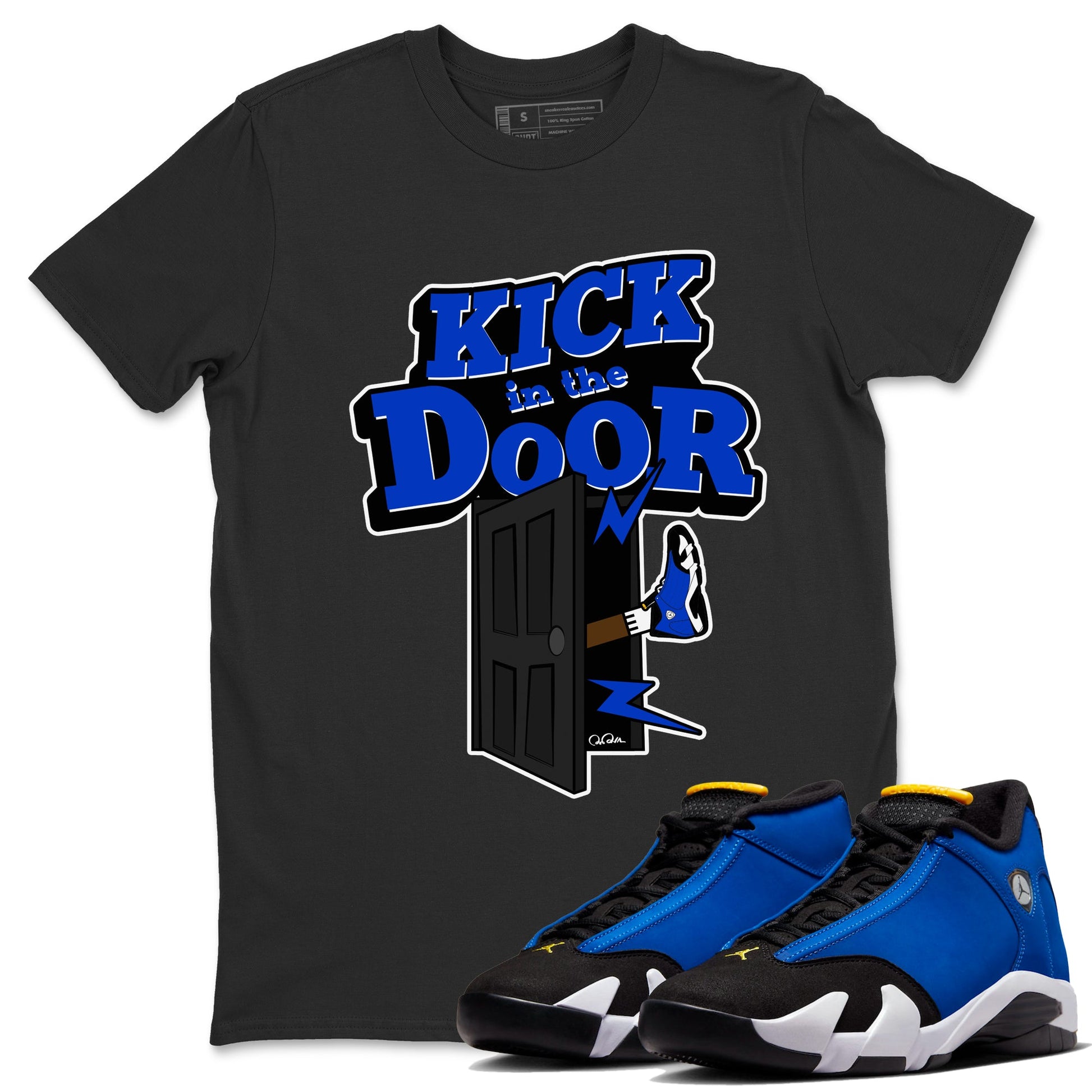 Air Jordan 14 Laney Sneaker Match Tees Kick In The Door Sneaker Tees AJ14 Laney Sneaker Release Tees Unisex Shirts Black 1