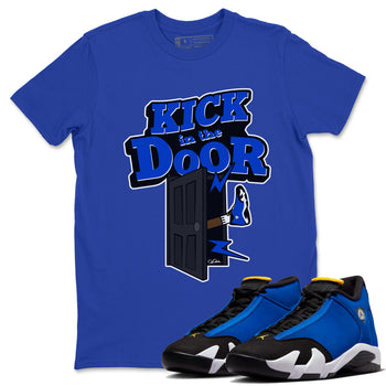 Air Jordan 14 Laney Sneaker Match Tees Kick In The Door Sneaker Tees AJ14 Laney Sneaker Release Tees Unisex Shirts Royal Blue 1