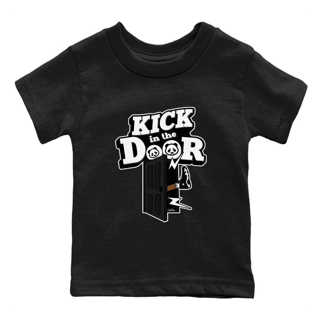 14s Panda shirt to match jordans Kick In The Door sneaker tees Air Jordan 14 Panda SNRT Sneaker Release Tees Baby Toddler Black 2 T-Shirt
