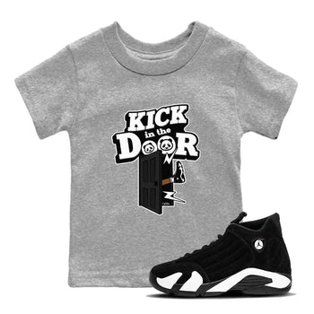14s Panda shirt to match jordans Kick In The Door sneaker tees Air Jordan 14 Panda SNRT Sneaker Release Tees Baby Toddler Heather Grey 1 T-Shirt