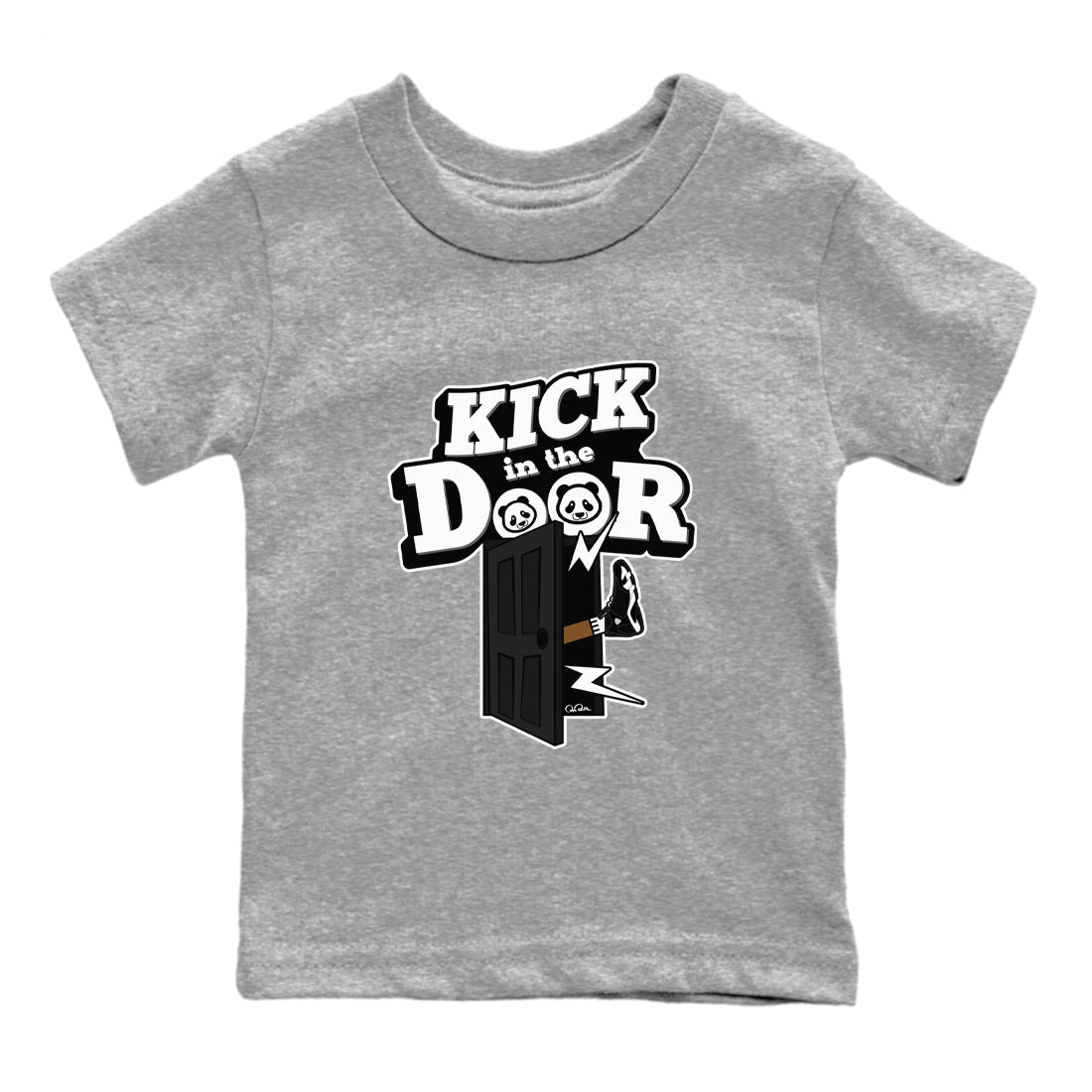 14s Panda shirt to match jordans Kick In The Door sneaker tees Air Jordan 14 Panda SNRT Sneaker Release Tees Baby Toddler Heather Grey 2 T-Shirt