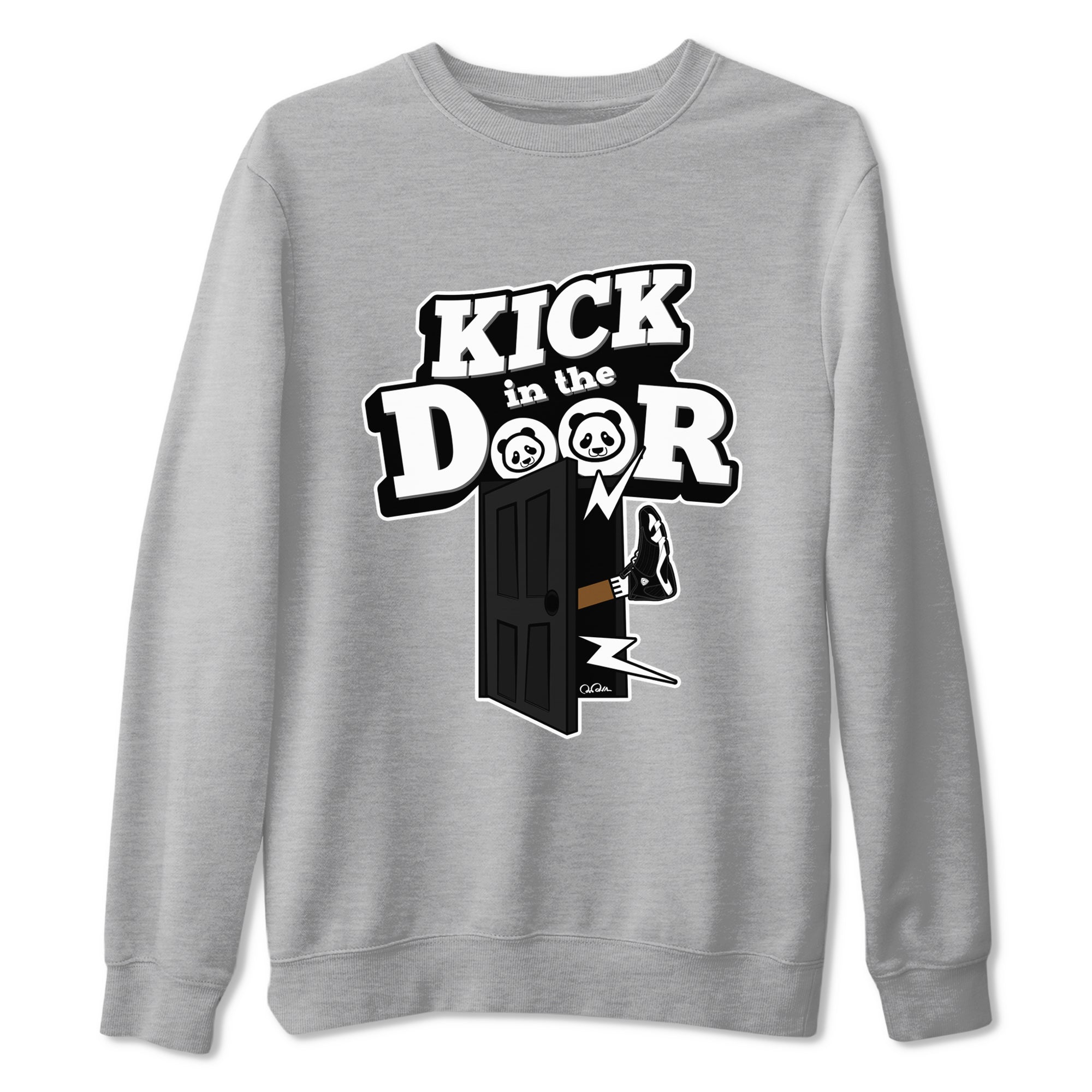 14s Panda shirt to match jordans Kick In The Door sneaker tees Air Jordan 14 Panda SNRT Sneaker Release Tees Unisex Heather Grey 2 T-Shirt