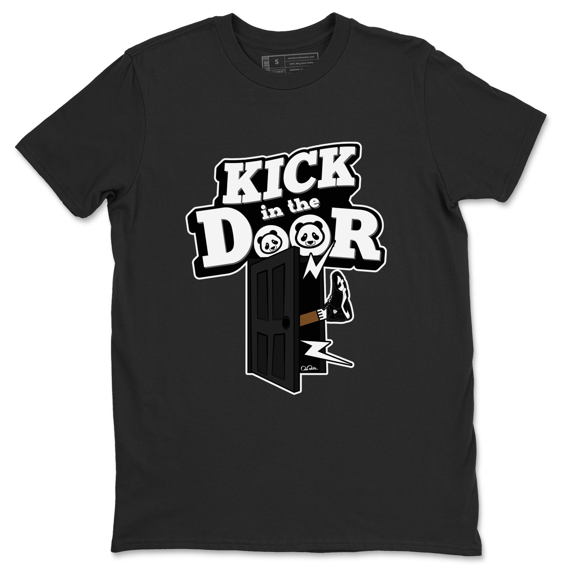 14s Panda shirt to match jordans Kick In The Door sneaker tees Air Jordan 14 Panda SNRT Sneaker Release Tees Unisex Black 2 T-Shirt