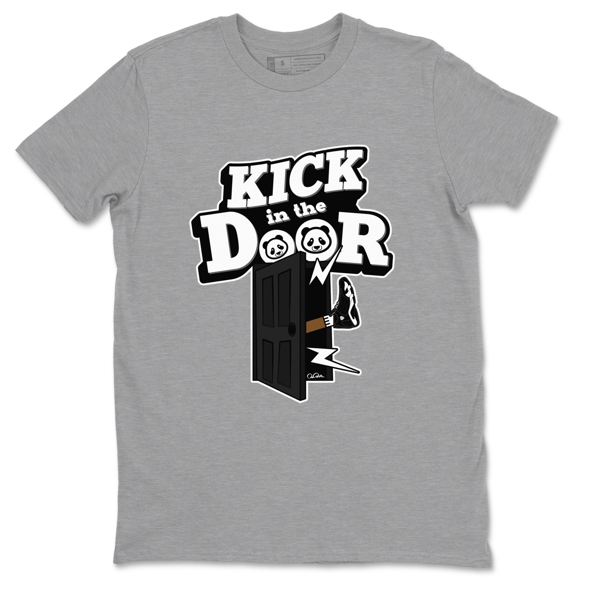 14s Panda shirt to match jordans Kick In The Door sneaker tees Air Jordan 14 Panda SNRT Sneaker Release Tees Unisex Heather Grey 2 T-Shirt