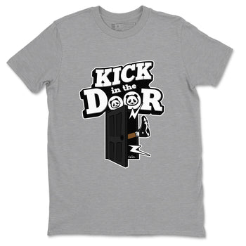 14s Panda shirt to match jordans Kick In The Door sneaker tees Air Jordan 14 Panda SNRT Sneaker Release Tees Unisex Heather Grey 2 T-Shirt