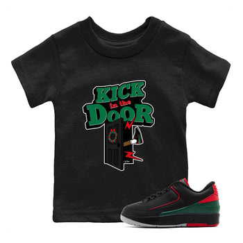 2s Christmas X-mas gift shirt to match jordans Kick In The Door sneaker tees Air Jordan 2 Christmas SNRT Sneaker Release Tees Baby Toddler Black 1 T-Shirt