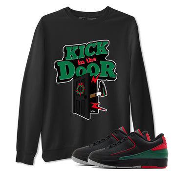 2s Christmas X-mas gift shirt to match jordans Kick In The Door sneaker tees Air Jordan 2 Christmas SNRT Sneaker Release Tees Unisex Black 1 T-Shirt