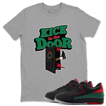 2s Christmas X-mas gift shirt to match jordans Kick In The Door sneaker tees Air Jordan 2 Christmas SNRT Sneaker Release Tees Unisex Heather Grey 1 T-Shirt