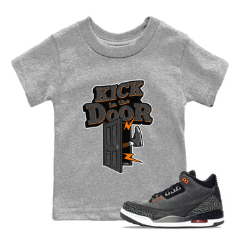 Air Jordan 3 Fear shirt to match jordans Kick In The Door sneaker tees AJ3 Fear SNRT Sneaker Release Tees Baby Toddler Heather Grey 1 T-Shirt