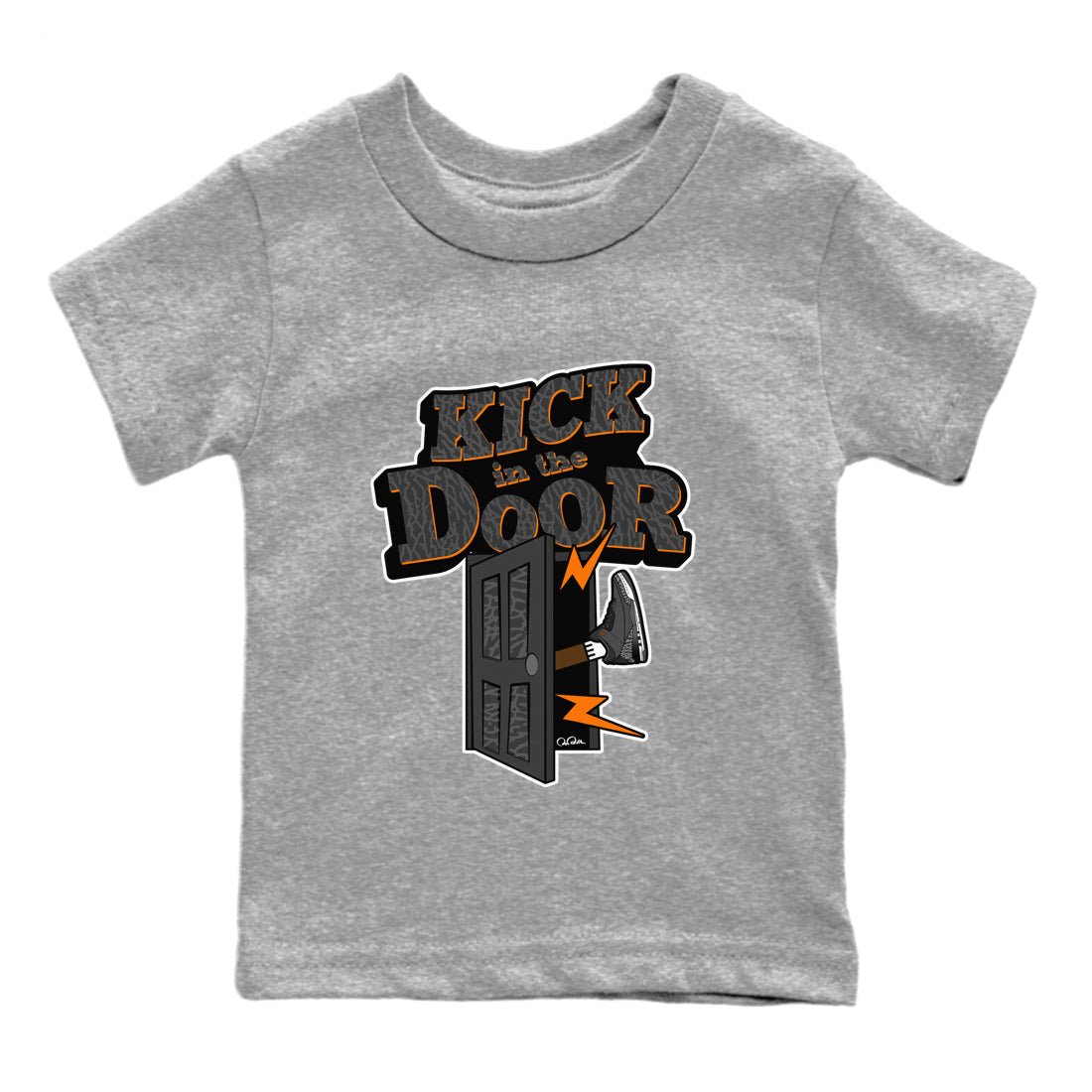 Air Jordan 3 Fear shirt to match jordans Kick In The Door sneaker tees AJ3 Fear SNRT Sneaker Release Tees Baby Toddler Heather Grey 2 T-Shirt