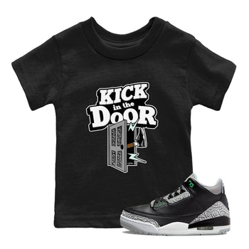 3s Green Glow shirt to match jordans Kick In The Door sneaker tees Air Jordan 3 Green Glow SNRT sneaker release tees baby toddler Black 1 cotton Shirt