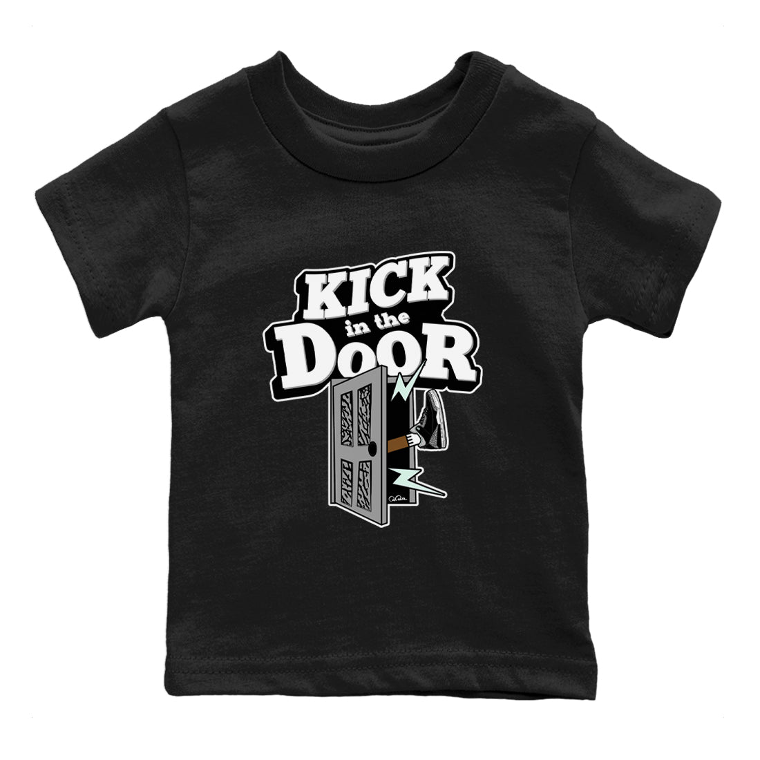 3s Green Glow shirt to match jordans Kick In The Door sneaker tees Air Jordan 3 Green Glow SNRT sneaker release tees baby toddler Black 2 cotton Shirt