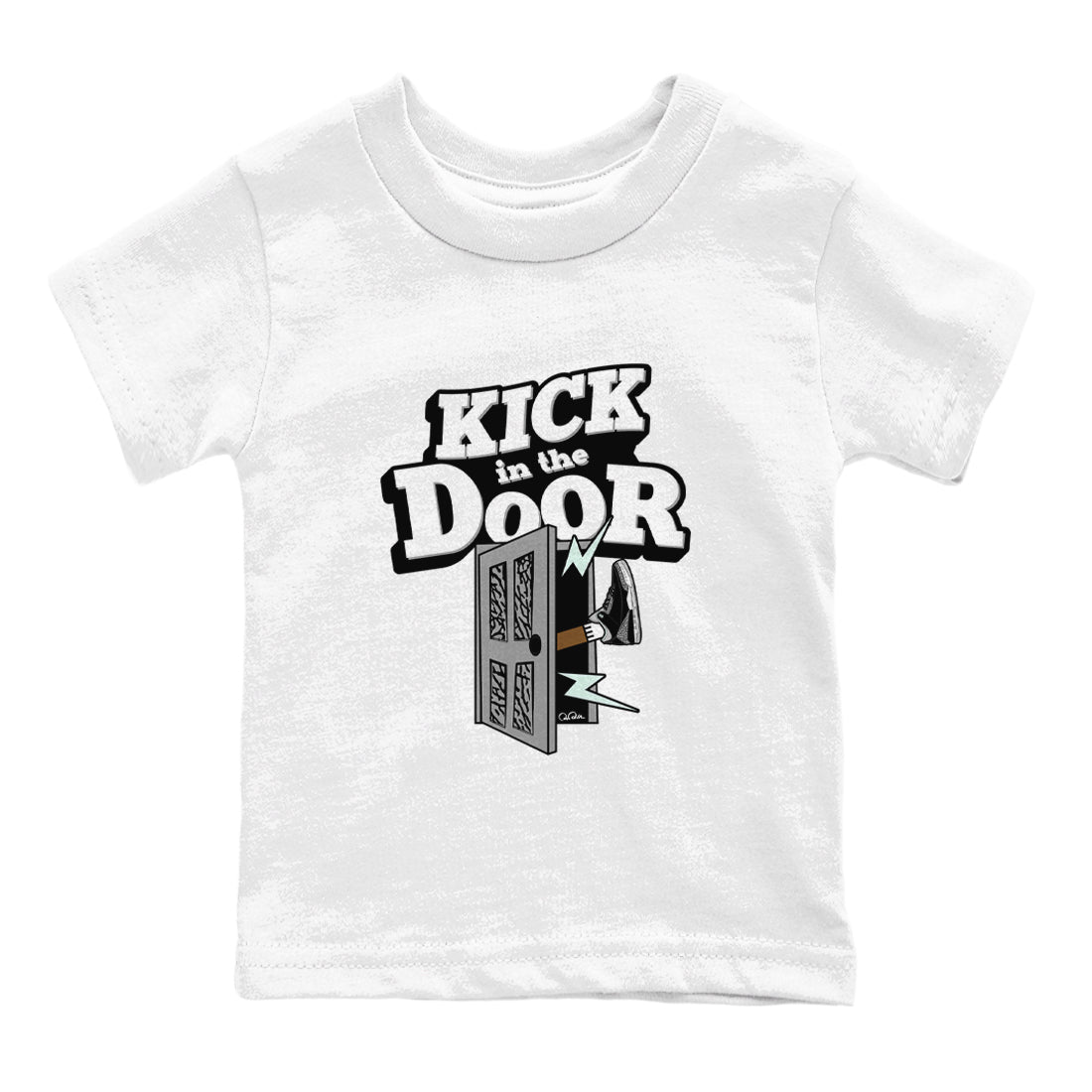 3s Green Glow shirt to match jordans Kick In The Door sneaker tees Air Jordan 3 Green Glow SNRT sneaker release tees baby toddler White 2 cotton Shirt