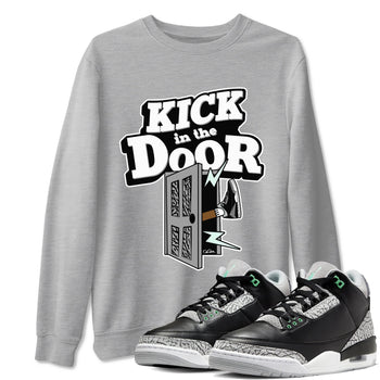 3s Green Glow shirt to match jordans Kick In The Door sneaker tees Air Jordan 3 Green Glow SNRT Sneaker Release Tees unisex cotton Heather Grey 1 crew neck shirt