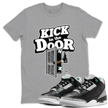 3s Green Glow shirt to match jordans Kick In The Door sneaker tees Air Jordan 3 Green Glow SNRT Sneaker Release Tees unisex cotton Heather Grey 1 crew neck shirt