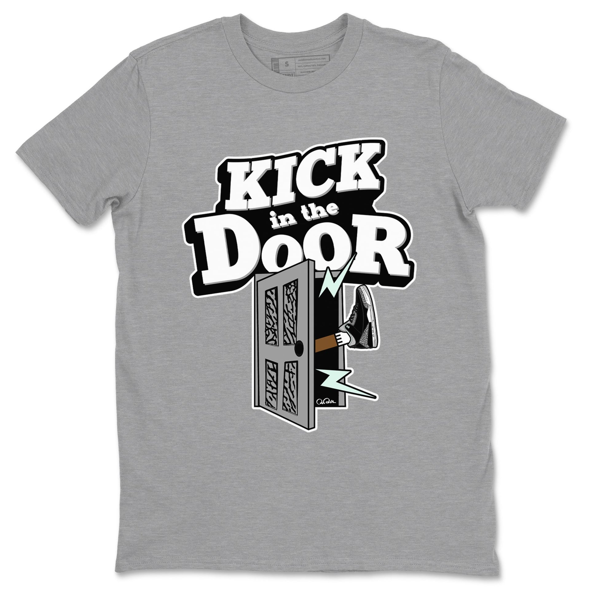 3s Green Glow shirt to match jordans Kick In The Door sneaker tees Air Jordan 3 Green Glow SNRT Sneaker Release Tees unisex cotton Heather Grey 2 crew neck shirt