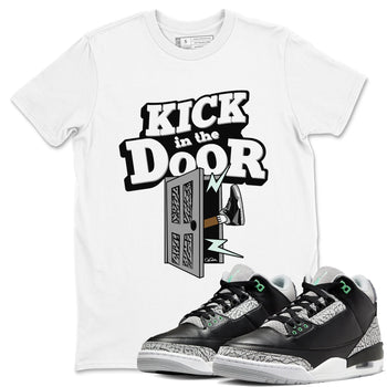 3s Green Glow shirt to match jordans Kick In The Door sneaker tees Air Jordan 3 Green Glow SNRT Sneaker Release Tees unisex cotton White 1 crew neck shirt