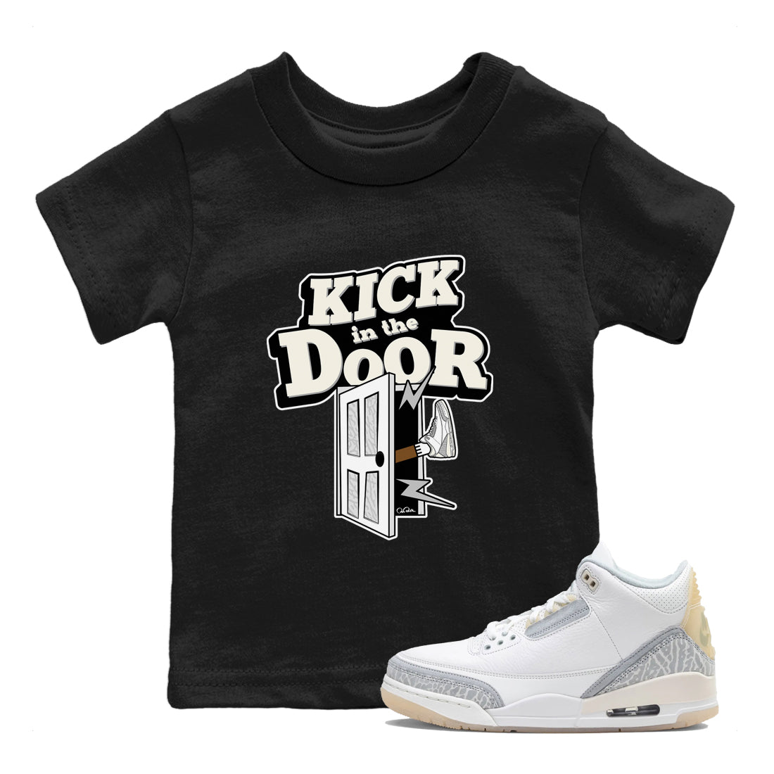 3s Ivory shirt to match jordans Kick In The Door sneaker tees Air Jordan 3 Ivory SNRT sneaker release tees baby toddler Black 1 cotton Shirt