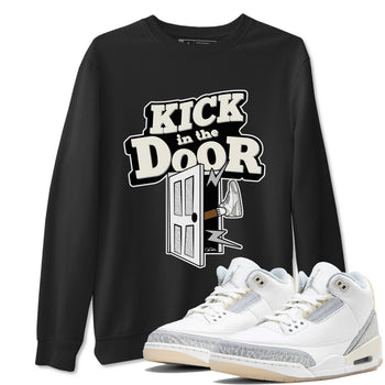 3s Ivory shirt to match jordans Kick In The Door sneaker tees Air Jordan 3 Ivory SNRT Sneaker Release Tees unisex cotton Black 1 crew neck shirt
