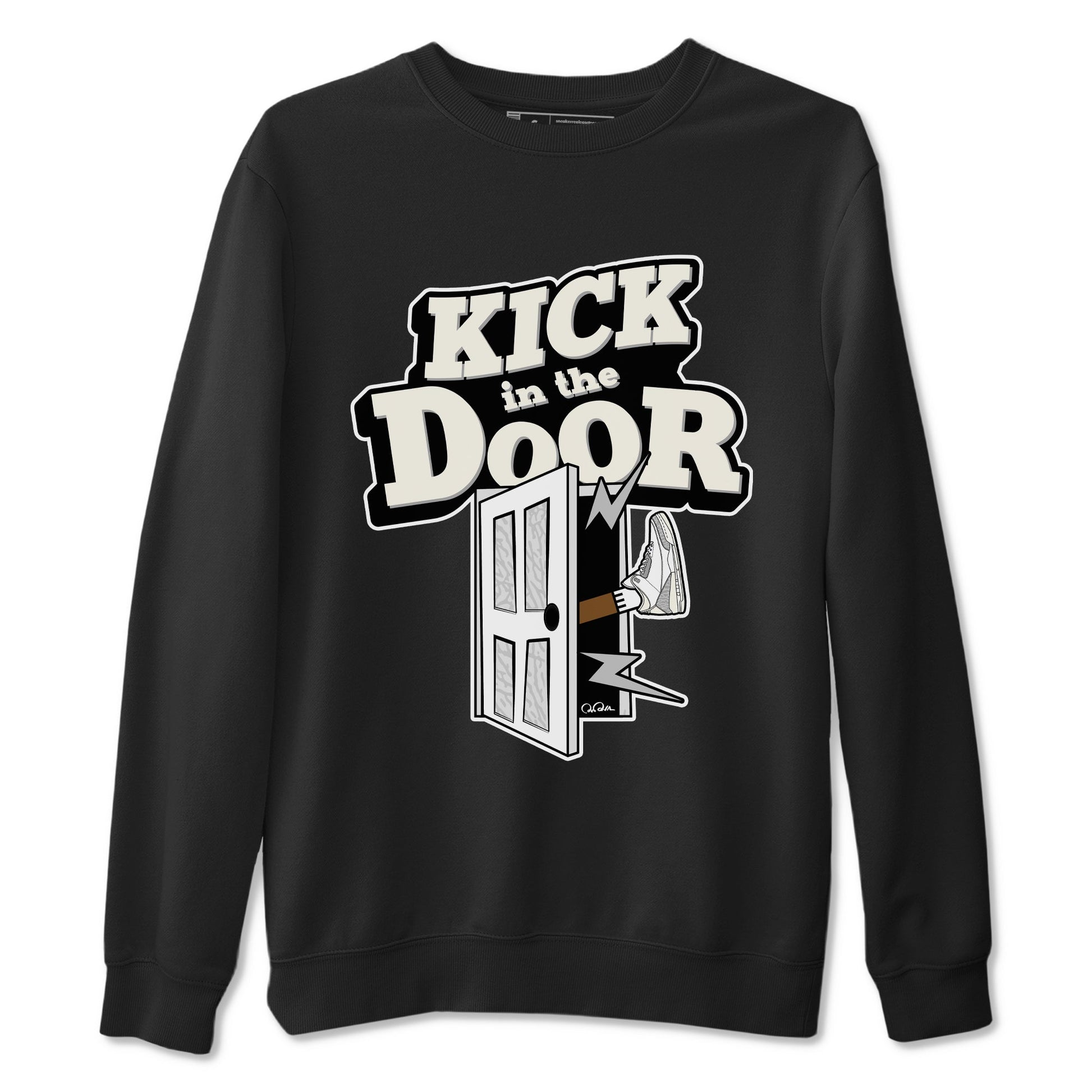3s Ivory shirt to match jordans Kick In The Door sneaker tees Air Jordan 3 Ivory SNRT Sneaker Release Tees unisex cotton Black 2 crew neck shirt