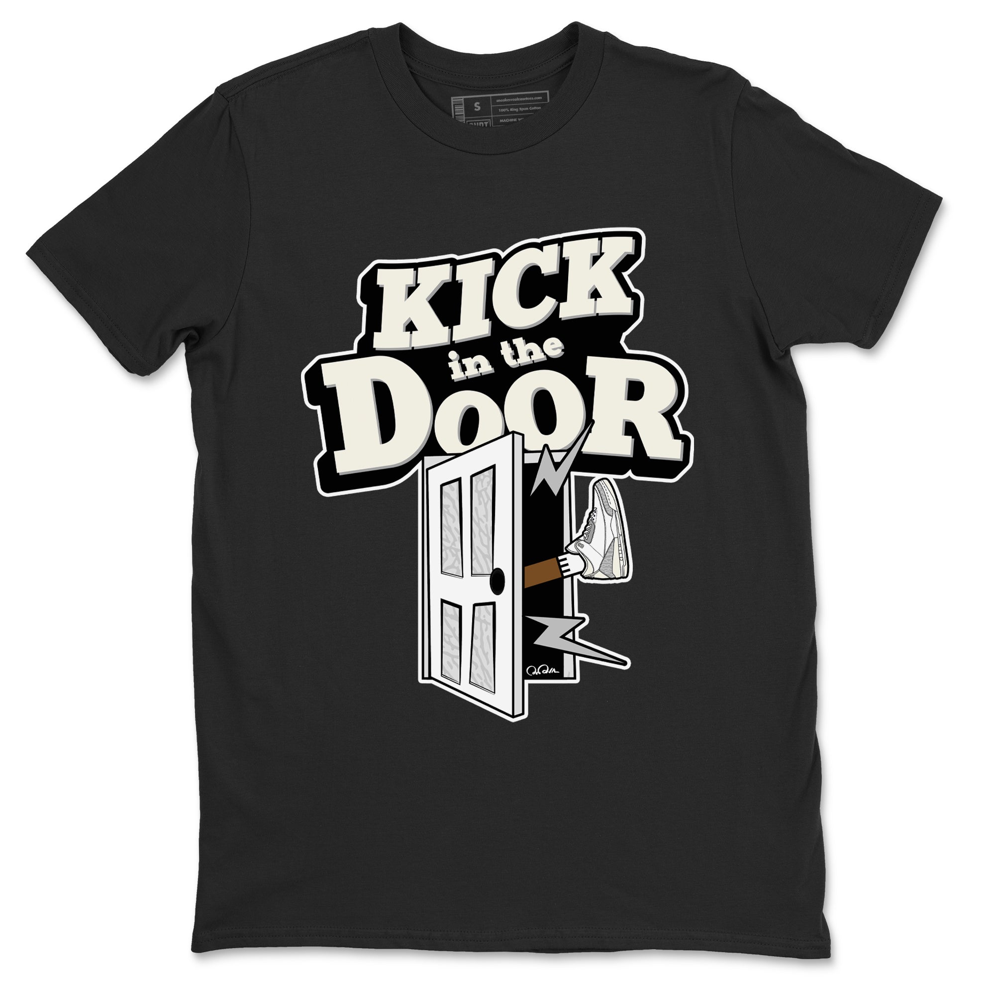 3s Ivory shirt to match jordans Kick In The Door sneaker tees Air Jordan 3 Ivory SNRT Sneaker Release Tees unisex cotton Black 2 crew neck shirt