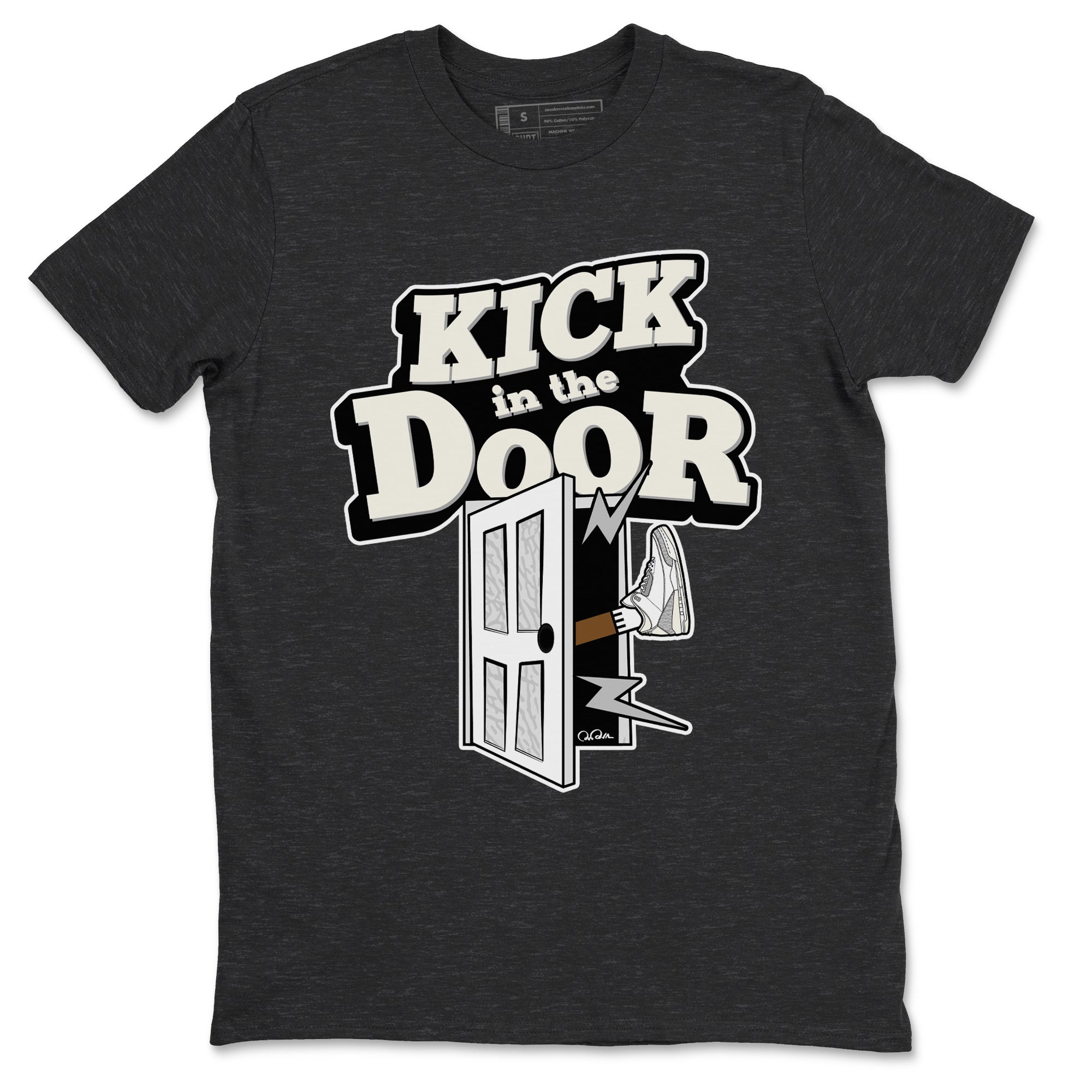 3s Ivory shirt to match jordans Kick In The Door sneaker tees Air Jordan 3 Ivory SNRT Sneaker Release Tees unisex cotton Charcoal Heather 2 crew neck shirt