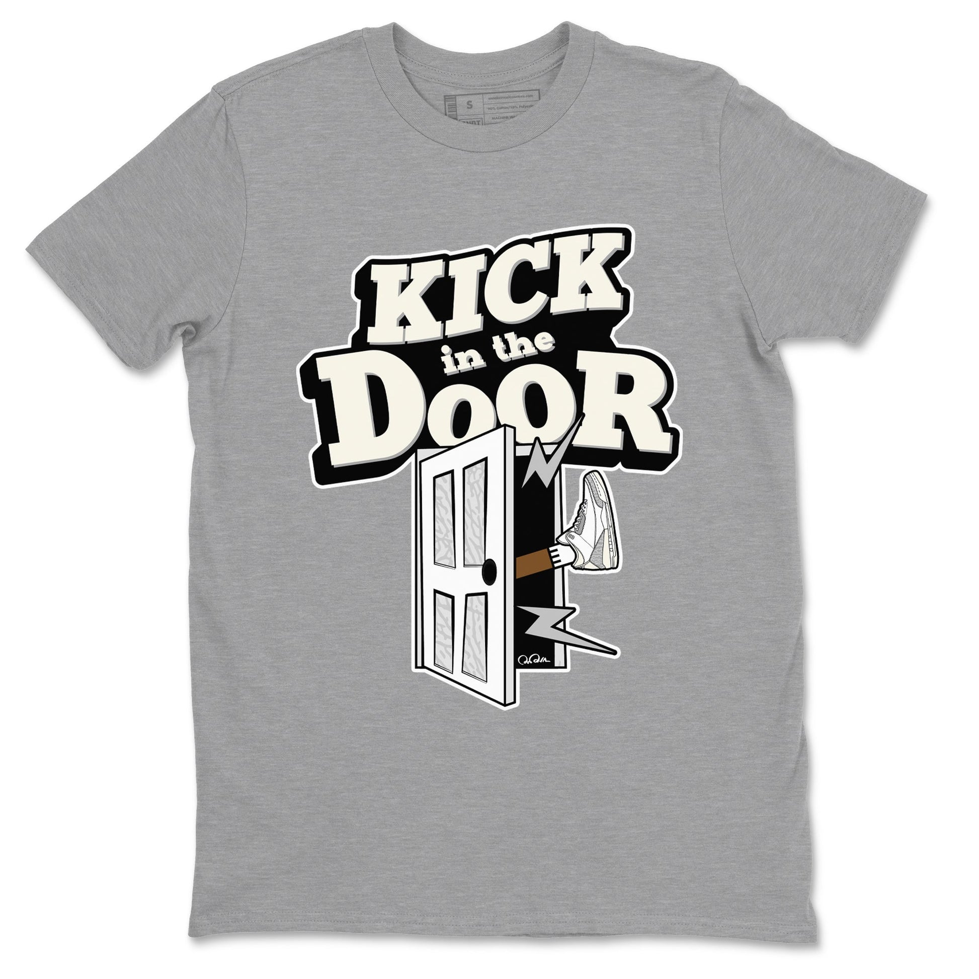 3s Ivory shirt to match jordans Kick In The Door sneaker tees Air Jordan 3 Ivory SNRT Sneaker Release Tees unisex cotton Heather Grey 2 crew neck shirt
