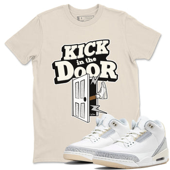 3s Ivory shirt to match jordans Kick In The Door sneaker tees Air Jordan 3 Ivory SNRT Sneaker Release Tees unisex cotton Natural 1 crew neck shirt