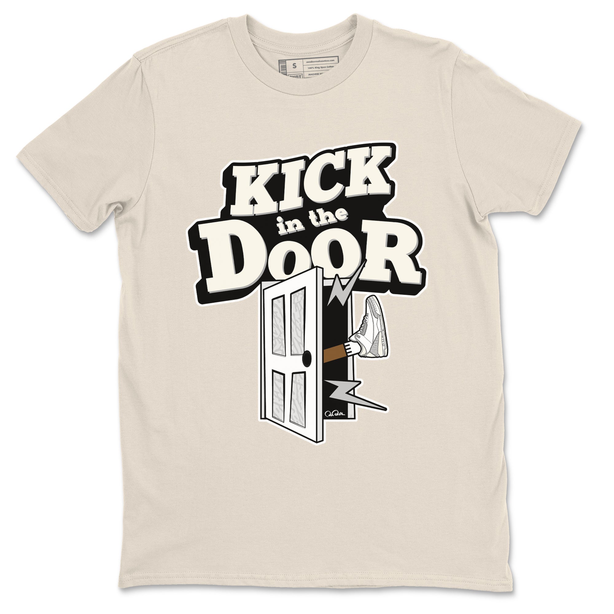 3s Ivory shirt to match jordans Kick In The Door sneaker tees Air Jordan 3 Ivory SNRT Sneaker Release Tees unisex cotton Natural 2 crew neck shirt