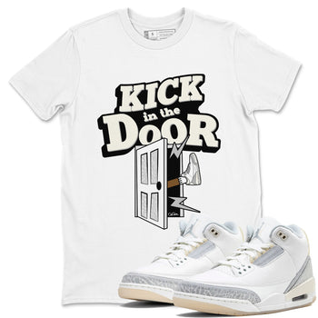 3s Ivory shirt to match jordans Kick In The Door sneaker tees Air Jordan 3 Ivory SNRT Sneaker Release Tees unisex cotton White 1 crew neck shirt