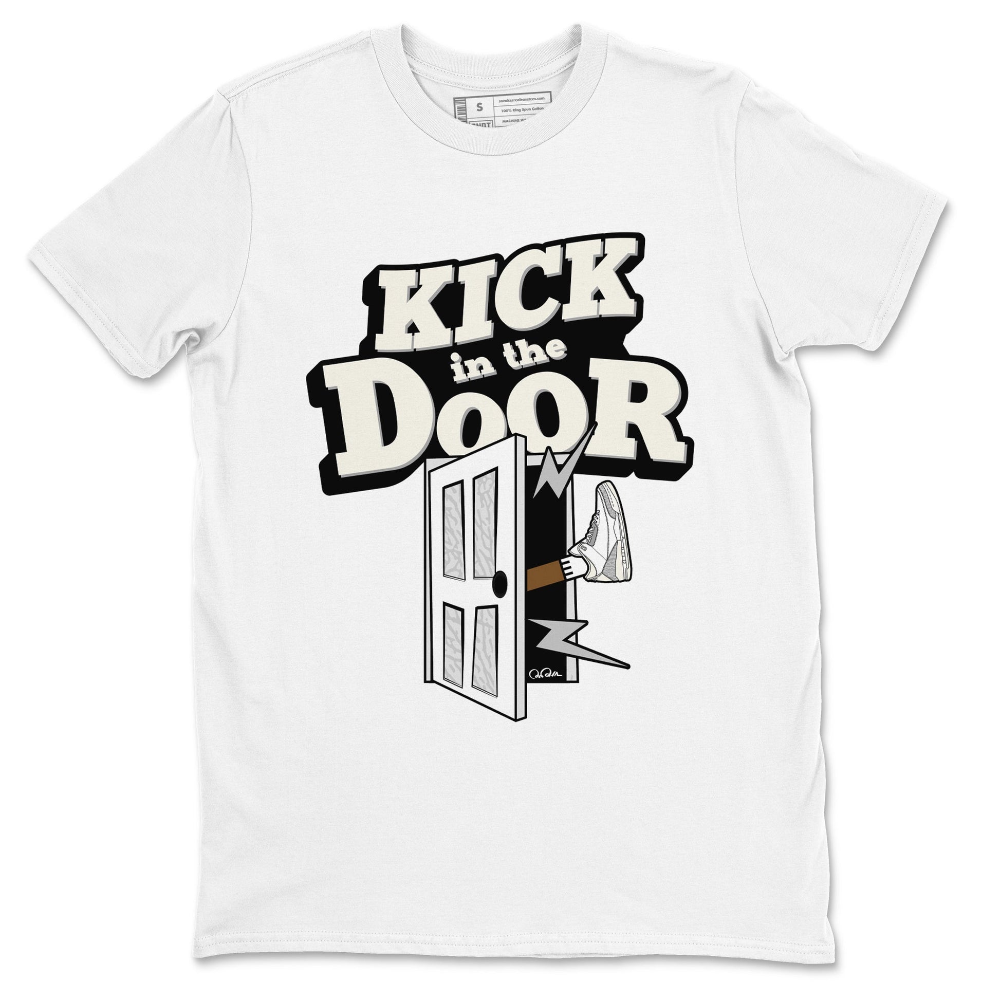 3s Ivory shirt to match jordans Kick In The Door sneaker tees Air Jordan 3 Ivory SNRT Sneaker Release Tees unisex cotton White 2 crew neck shirt