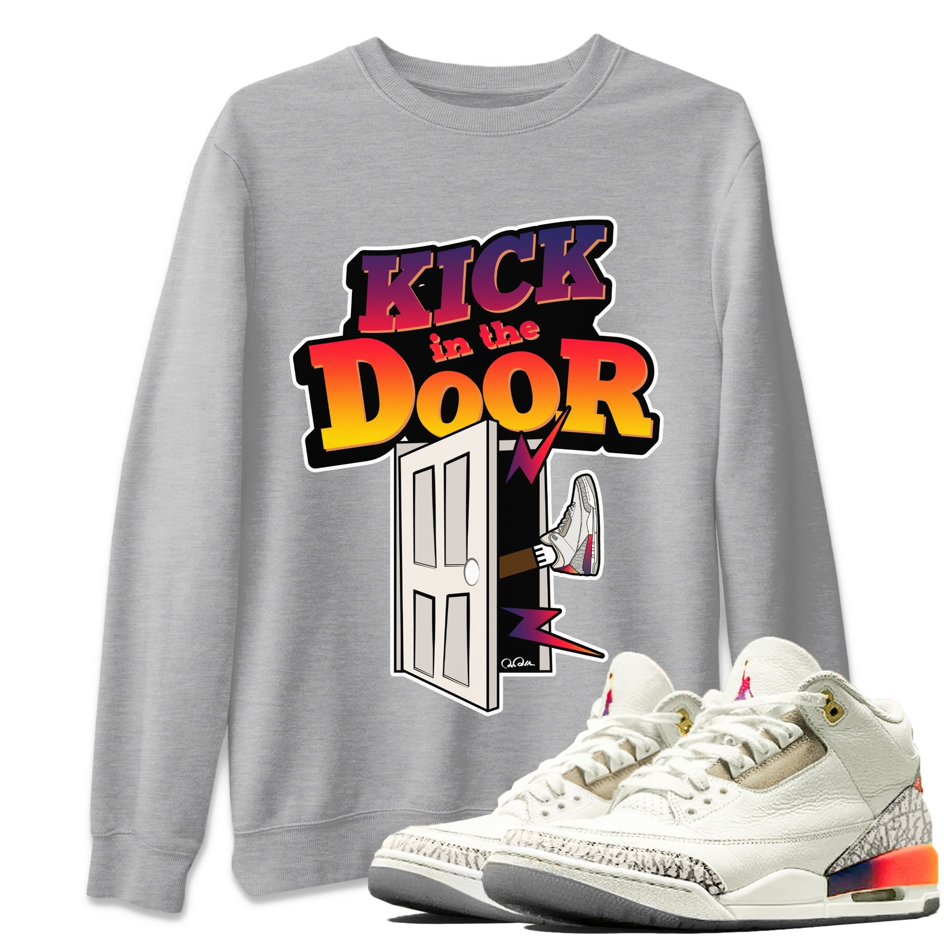 Air Jordan 3 J Balvin shirt to match jordans Kick In The Door sneaker tees AJ3 Balvin  SNRT Sneaker Release Tees LGBTQ Gay Pride T-Shirt Unisex Heather Grey 1 T-Shirt