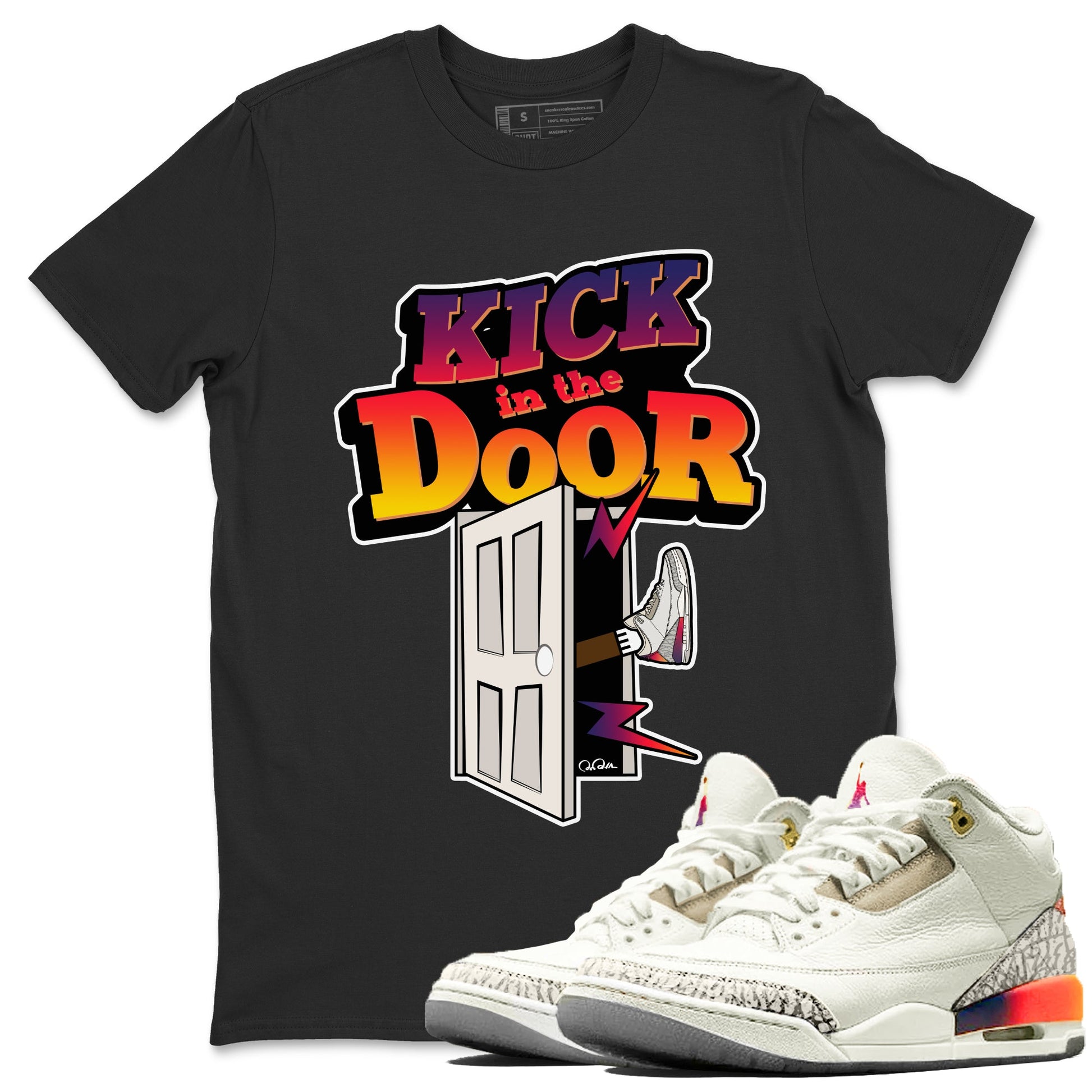 Air Jordan 3 J Balvin shirt to match jordans Kick In The Door sneaker tees AJ3 Balvin  SNRT Sneaker Release Tees LGBTQ Gay Pride T-Shirt Unisex Black 1 T-Shirt