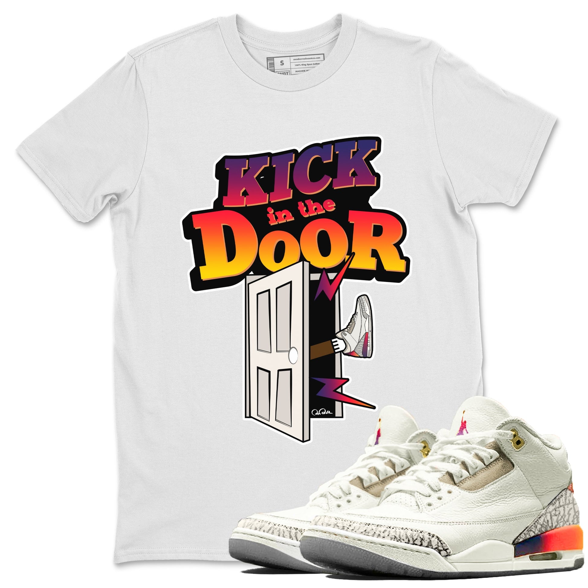 Air Jordan 3 J Balvin shirt to match jordans Kick In The Door sneaker tees AJ3 Balvin  SNRT Sneaker Release Tees LGBTQ Gay Pride T-Shirt Unisex White 1 T-Shirt