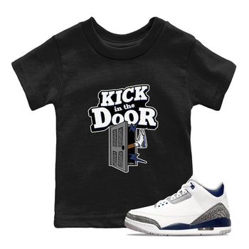 3s Midnight Navy shirt to match jordans Kick In The Door sneaker tees AJ3 Midnight Navy SNRT sneaker release tees baby toddler Black 1 cotton Shirt