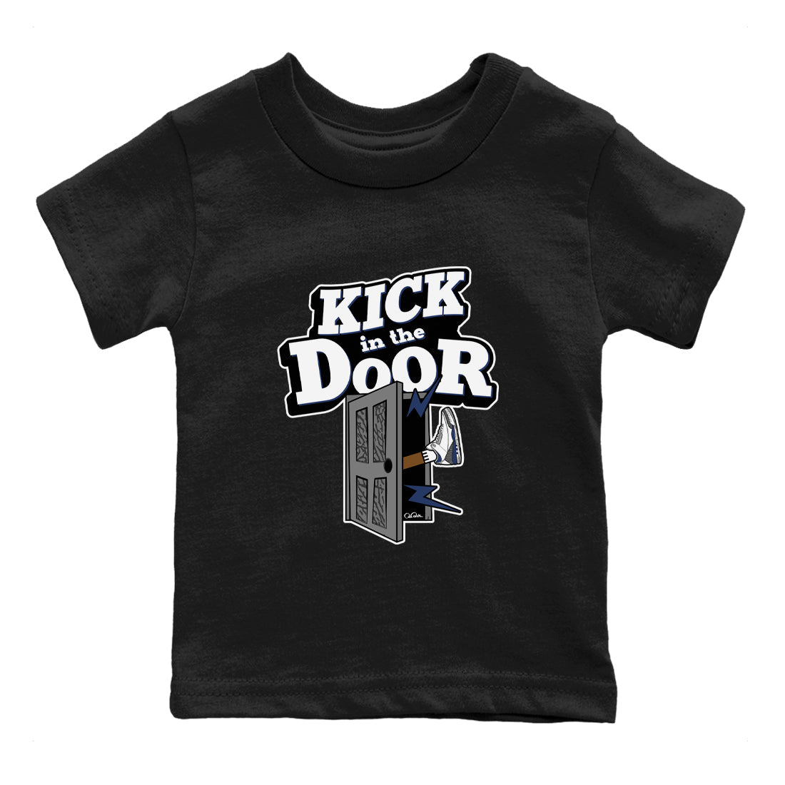 3s Midnight Navy shirt to match jordans Kick In The Door sneaker tees AJ3 Midnight Navy SNRT sneaker release tees baby toddler Black 2 cotton Shirt
