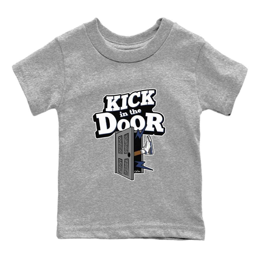 3s Midnight Navy shirt to match jordans Kick In The Door sneaker tees AJ3 Midnight Navy SNRT sneaker release tees baby toddler Heather Grey 2 cotton Shirt