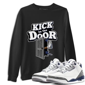 3s Midnight Navy shirt to match jordans Kick In The Door sneaker tees AJ3 Midnight Navy SNRT Sneaker Release Tees unisex cotton Black 1 crew neck shirt