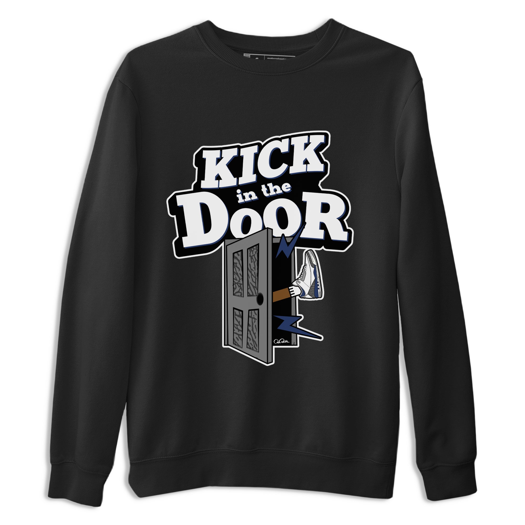 3s Midnight Navy shirt to match jordans Kick In The Door sneaker tees AJ3 Midnight Navy SNRT Sneaker Release Tees unisex cotton Black 2 crew neck shirt