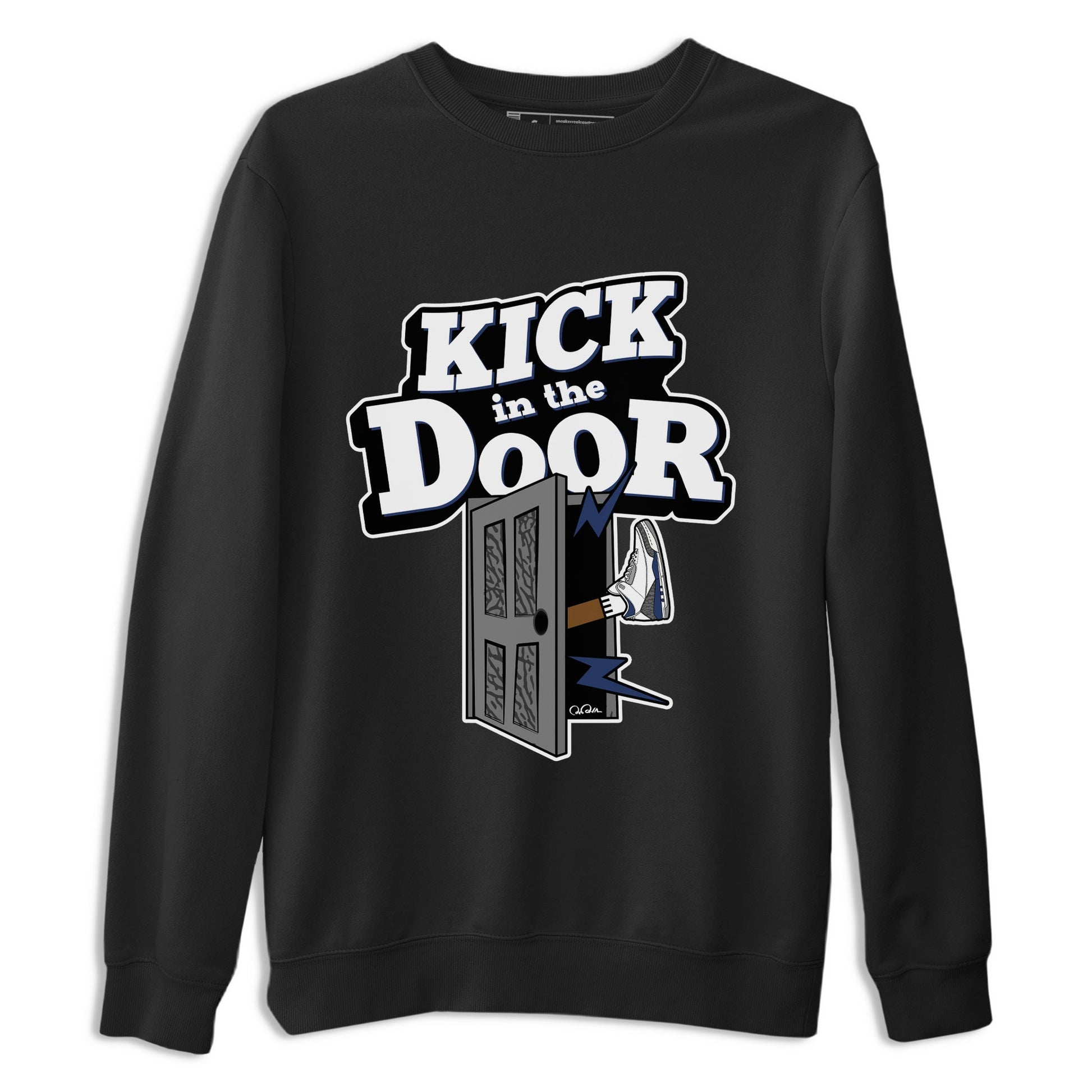 3s Midnight Navy shirt to match jordans Kick In The Door sneaker tees AJ3 Midnight Navy SNRT Sneaker Release Tees unisex cotton Black 2 crew neck shirt