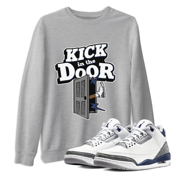 3s Midnight Navy shirt to match jordans Kick In The Door sneaker tees AJ3 Midnight Navy SNRT Sneaker Release Tees unisex cotton Heather Grey 1 crew neck shirt