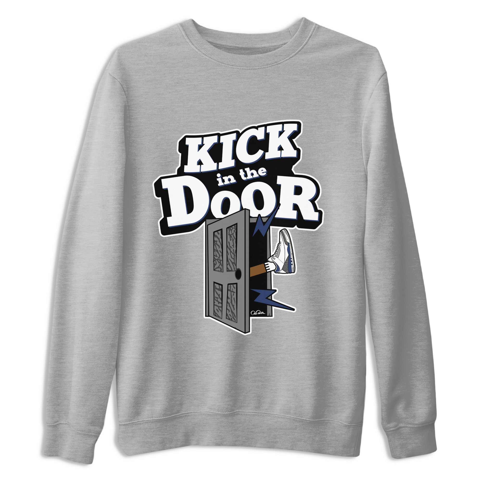 3s Midnight Navy shirt to match jordans Kick In The Door sneaker tees AJ3 Midnight Navy SNRT Sneaker Release Tees unisex cotton Heather Grey 2 crew neck shirt