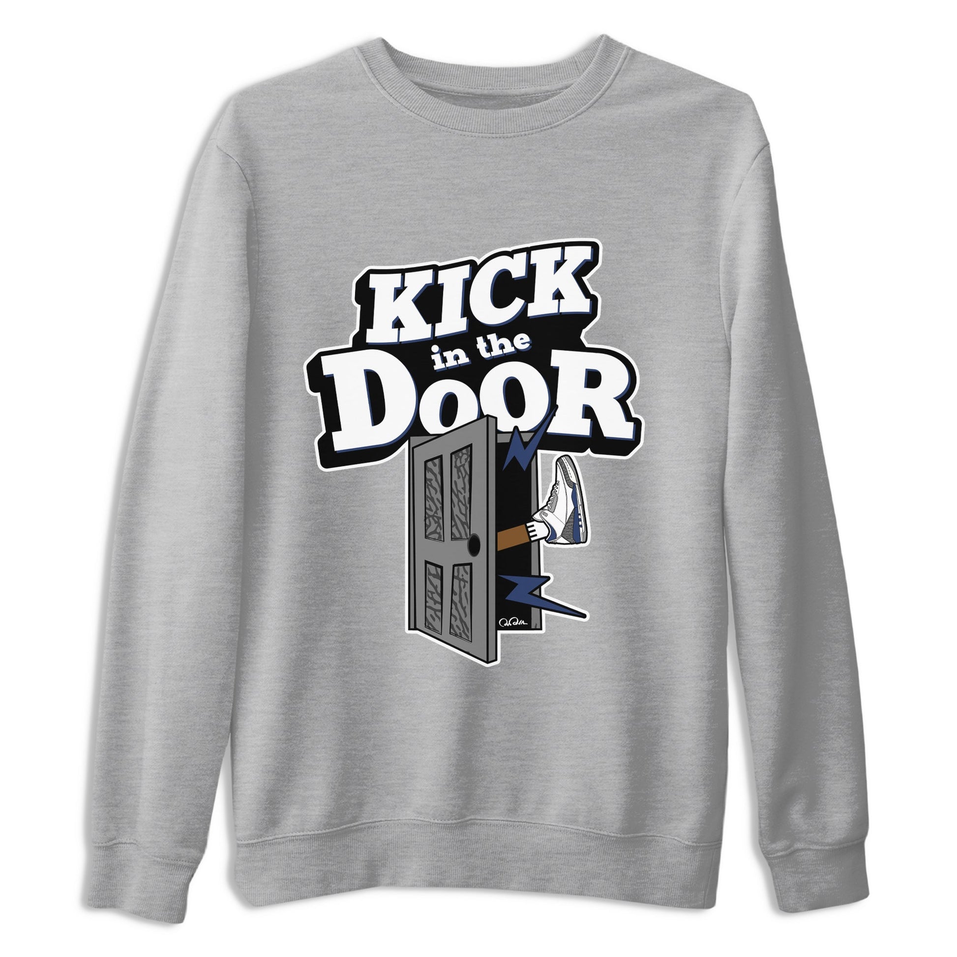 3s Midnight Navy shirt to match jordans Kick In The Door sneaker tees AJ3 Midnight Navy SNRT Sneaker Release Tees unisex cotton Heather Grey 2 crew neck shirt
